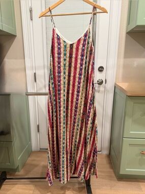 Savanna Jane Pink & Teal Striped Boho Maxi Dress